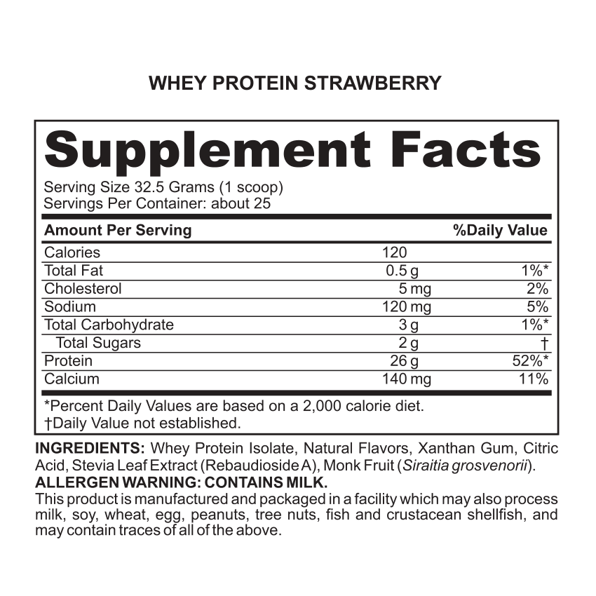 Bulk Whey Protein Isolate - High Quality Protein by New World Nutritionals,  Strawberry Flavor Protein Powder, 3 Ibs, Direct From Manufacturer 